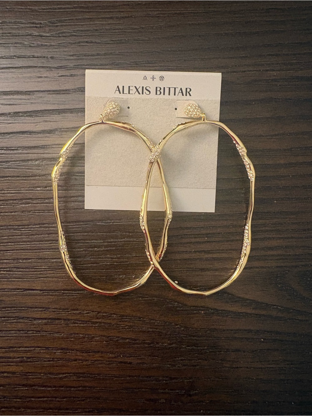 NEW Alexis Bittar gold oblong hoop earrings